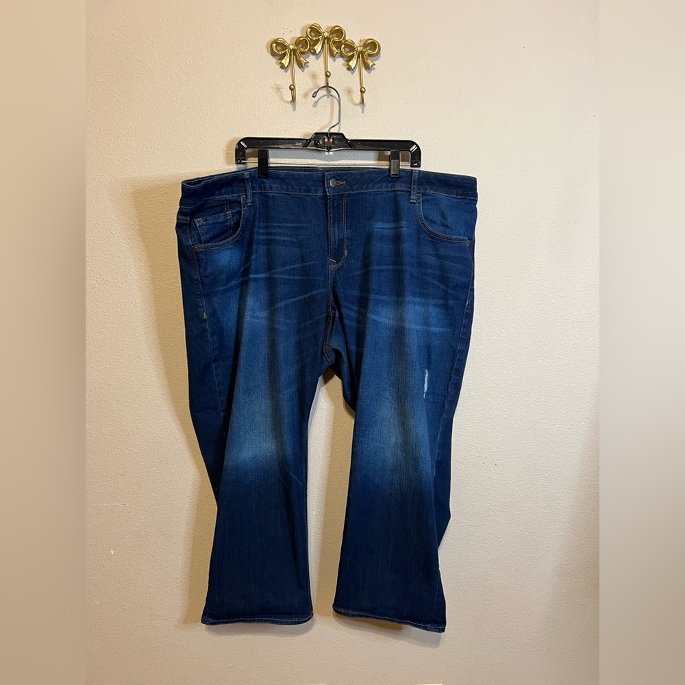 Old Navy Women's Boyfriend Skinny Jeans - Dark Blue with distressed.  Size 24